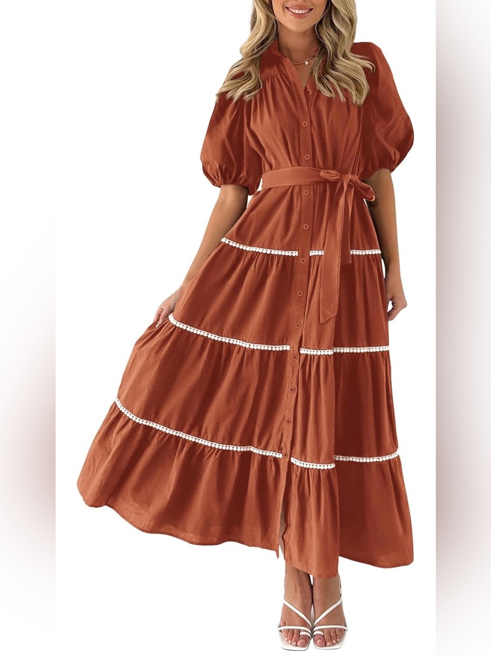 XL Tiered Maxi Dress-new with tags Rust color